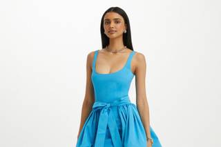 Vestido azul para casamento