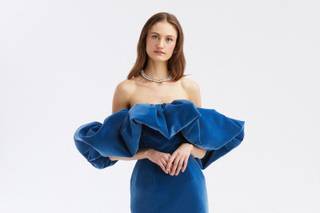 Vestido azul para casamento