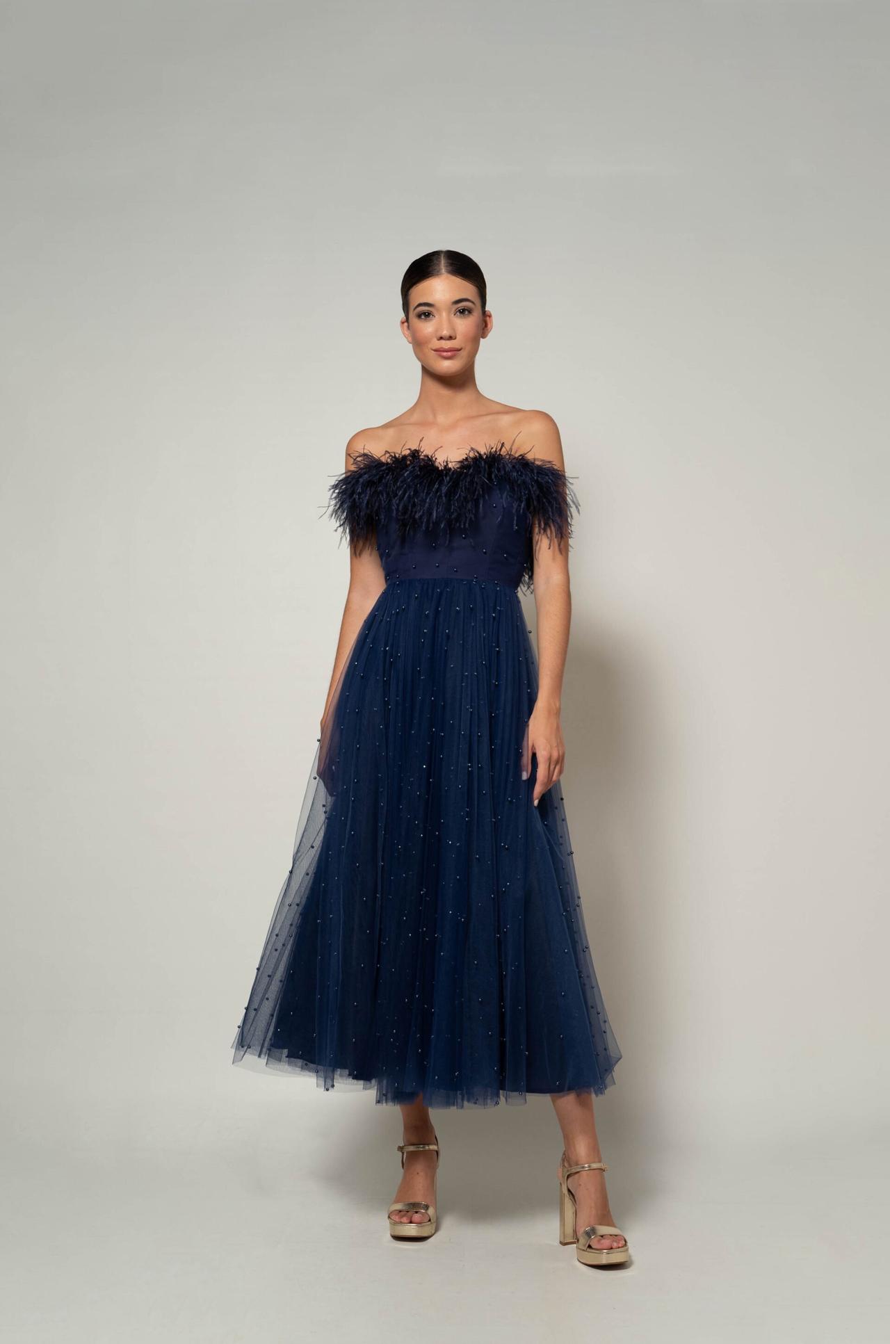 Vestido azul para casamento