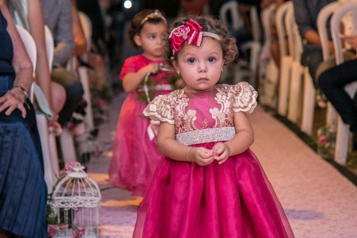 Vestido Infantil Dama Honra Azul Royal Casamento Renda - Rosa, dama 