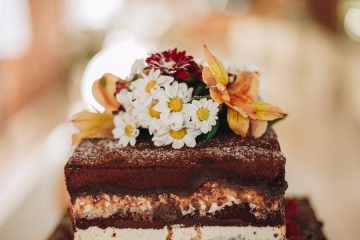 Bolo de casamento quadrado