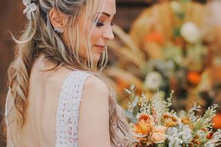 Penteado de novia com cabelo longo