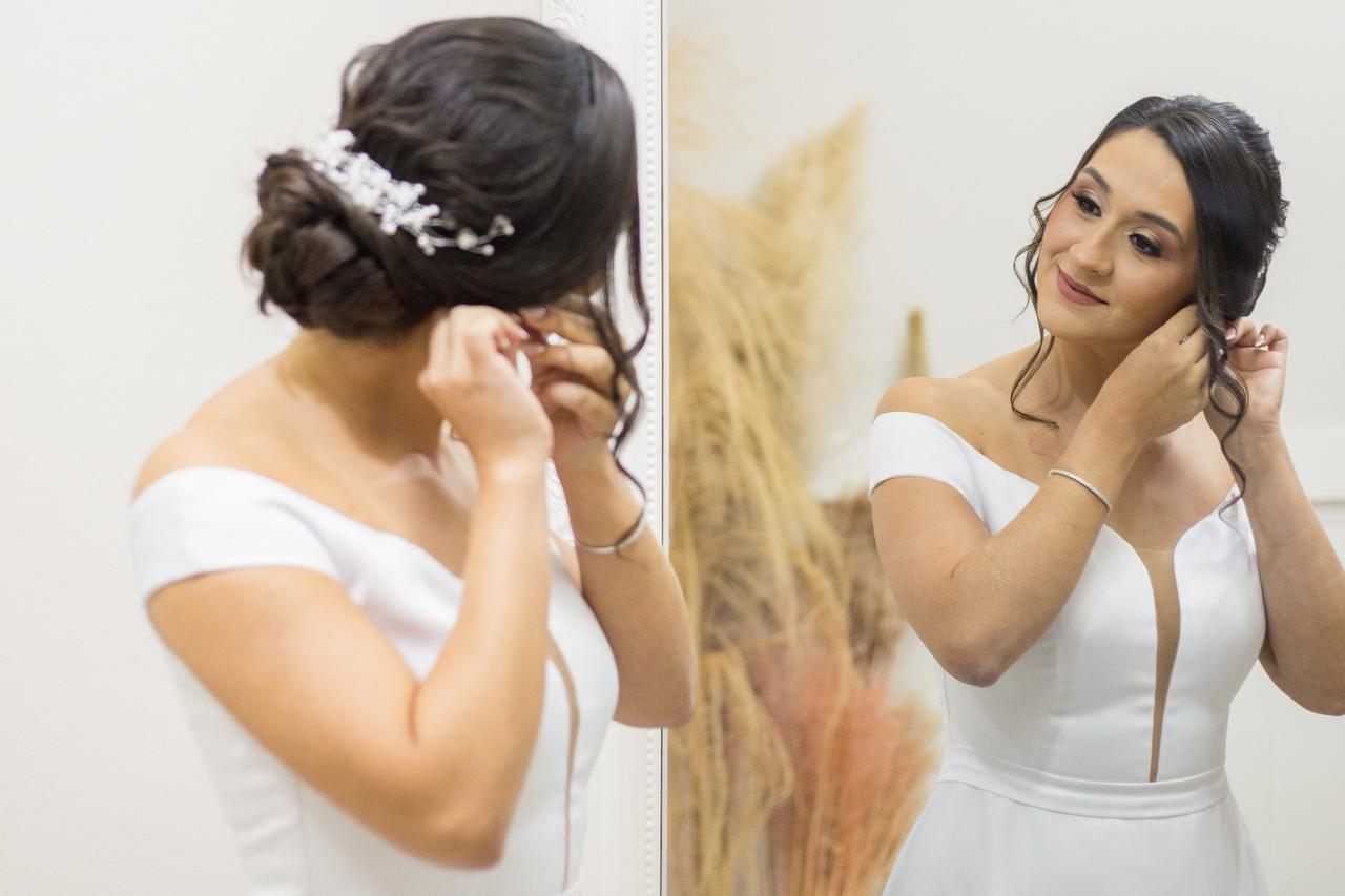 Penteado de novia com cabelo longo