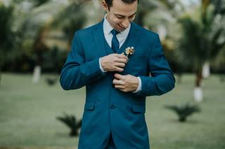 Terno de casamento azul