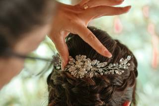 Penteado de novia com cabelo longo