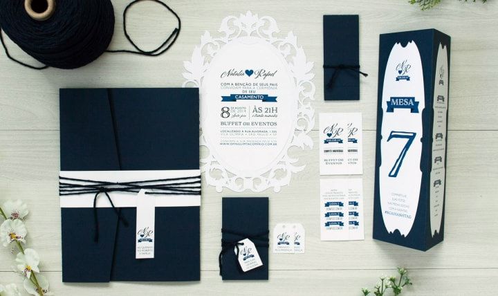 Convites de casamento navy: inspirem-se