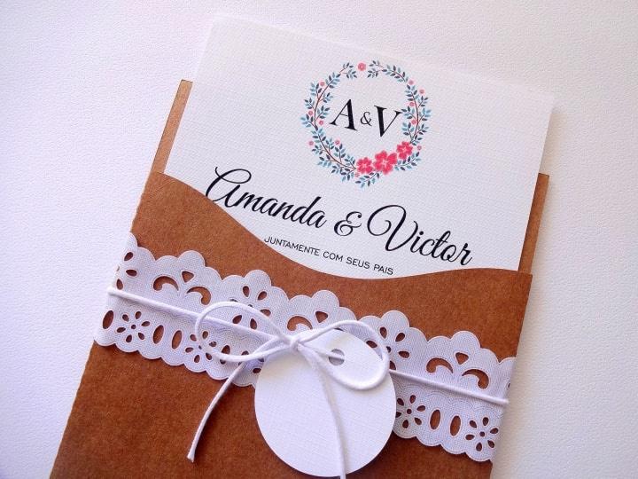 Modelo de envelope para convite de casamento