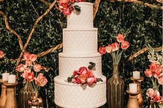 Bolo de casamento com flores