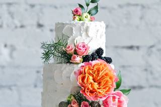 Bolo de casamento com flores