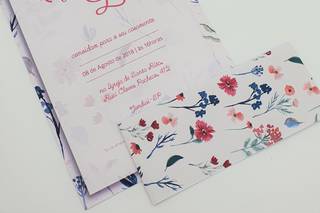 Convite de casamento com estampa floral