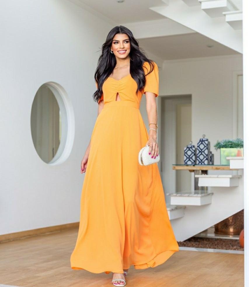 Vestido laranja para convidadas de casamento