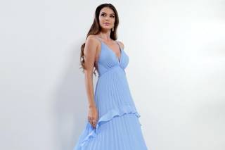 Vestido azul para casamento