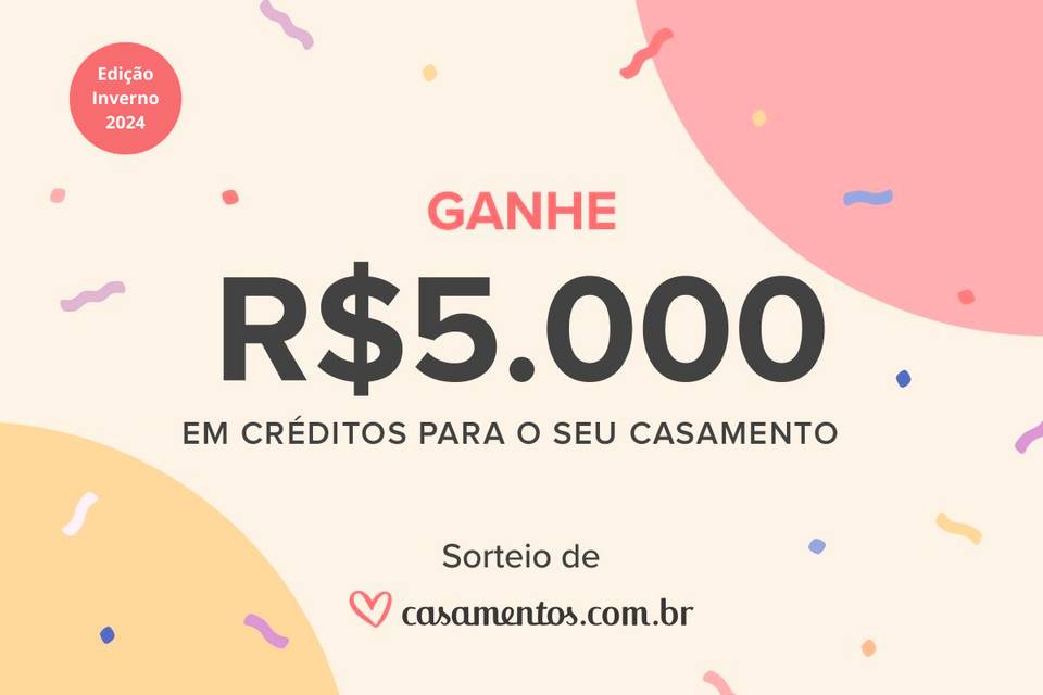 Sorteio Casamentos.com.br! Saiba como ganhar R$ 5.000 em créditos para o seu casamento