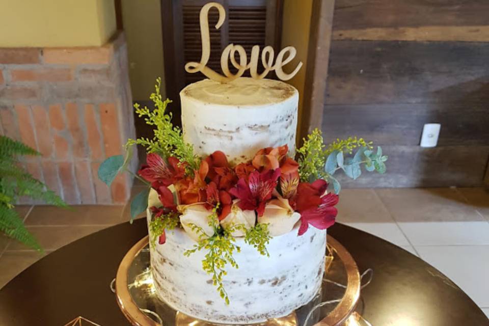 naked cake com flores