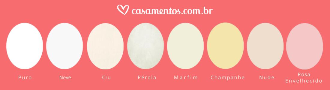 diferentes cores de vestidos de noiva