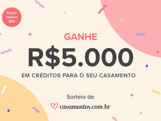 Sorteio Casamentos.com.br! Conheça os últimos ganhadores e saiba como ganhar R$ 5.000 em créditos para o seu casamento