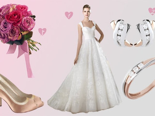 Look de noiva com detalhes em rosa