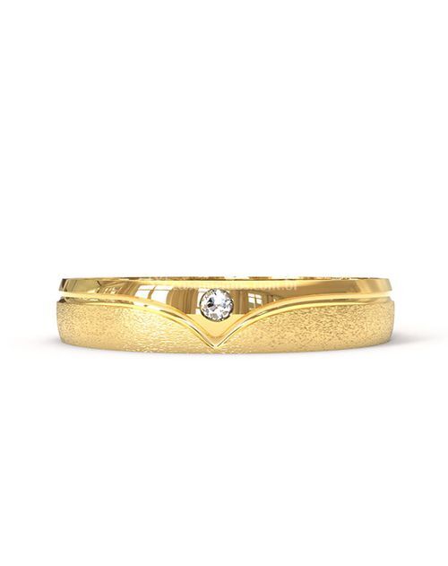 Aliança de Ouro 18K Trabalhada com Brilhante - AS0966, Casa das Alianças