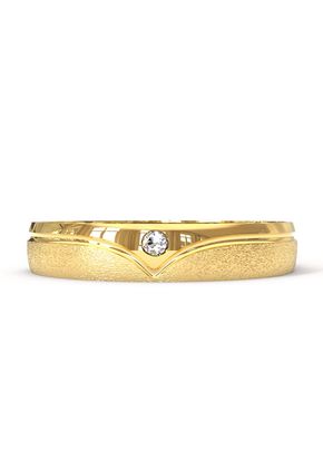 Aliança de Ouro 18K Trabalhada com Brilhante - AS0966, Casa das Alianças