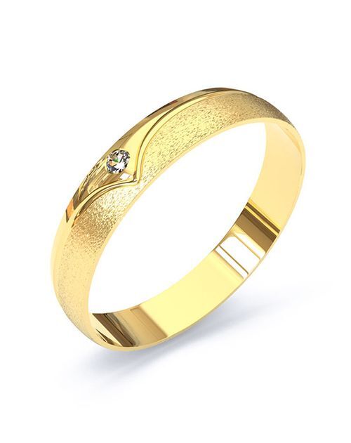 Aliança de Ouro 18K Trabalhada com Brilhante - AS0966, Casa das Alianças