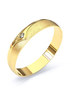 Aliança de Ouro 18K Trabalhada com Brilhante - AS0966, Casa das Alianças