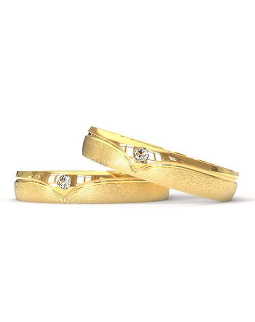 Aliança de Ouro 18K Trabalhada com Brilhante - AS0966, Casa das Alianças