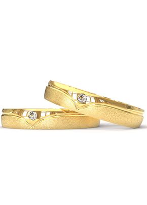 Aliança de Ouro 18K Trabalhada com Brilhante - AS0966, Casa das Alianças