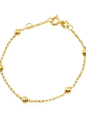 Pulseira em Ouro Amarelo 18k de Bolinhas 13cm - PS15618, Casa das Alianças