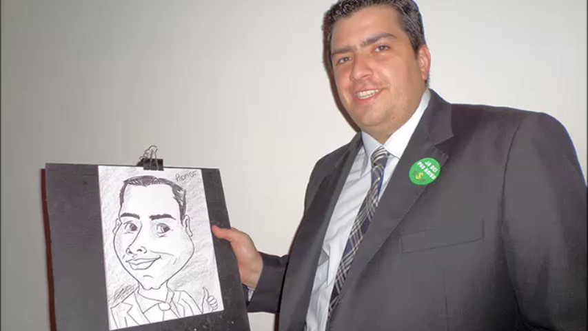 Evento de caricaturas ao vivo em papel