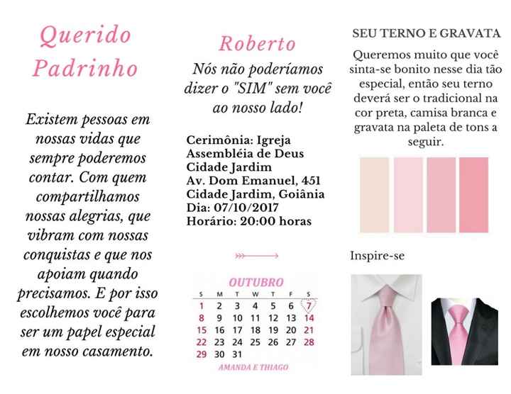Convite padrinho com paleta de cores