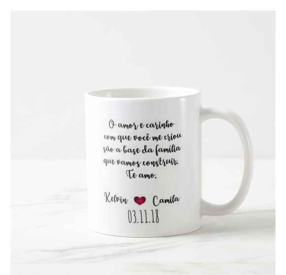 Chegaram os presentes dos pais! Canecas dos pais com frase e convite, com valores. - 2