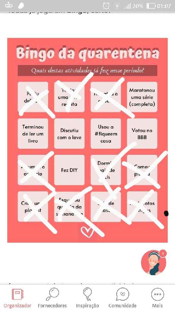 Bingo da quarentena: quem se atreve? #NoivasEmCasa - 1