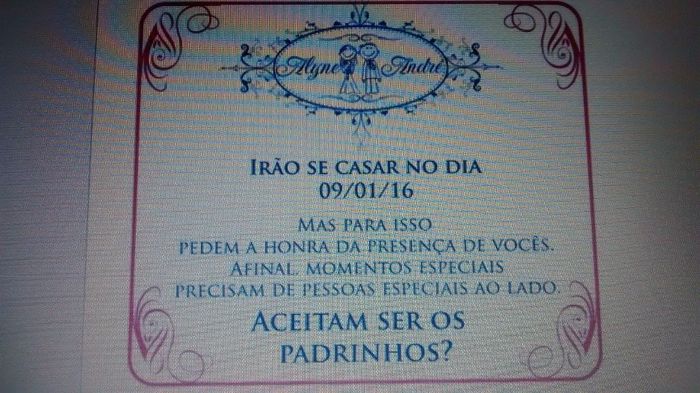Convite aos padrinhos