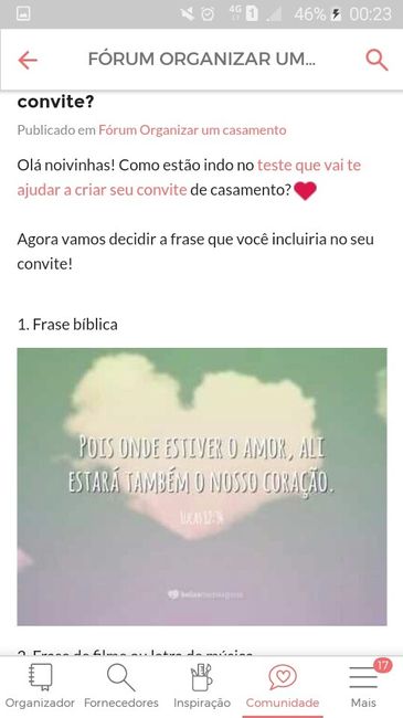 Que frase você escolhe para o seu convite? - 1