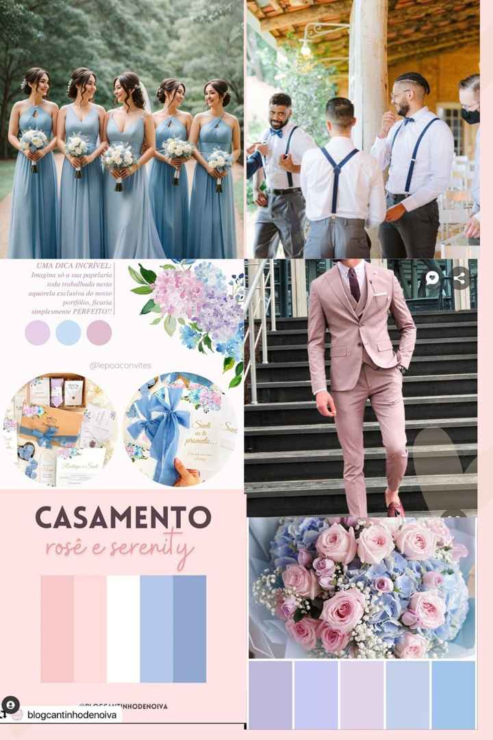 Noivo rose/ rosa chá, Padrinhos de cinza , madrinhas azul sereneth🩷 🩶🩵 - 1