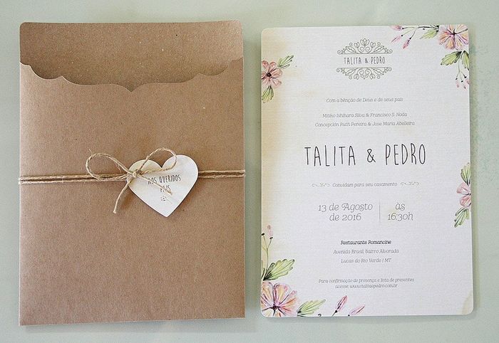 Modelo envelope para convite de casamento 1