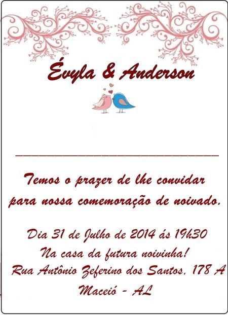 convite de noivado
