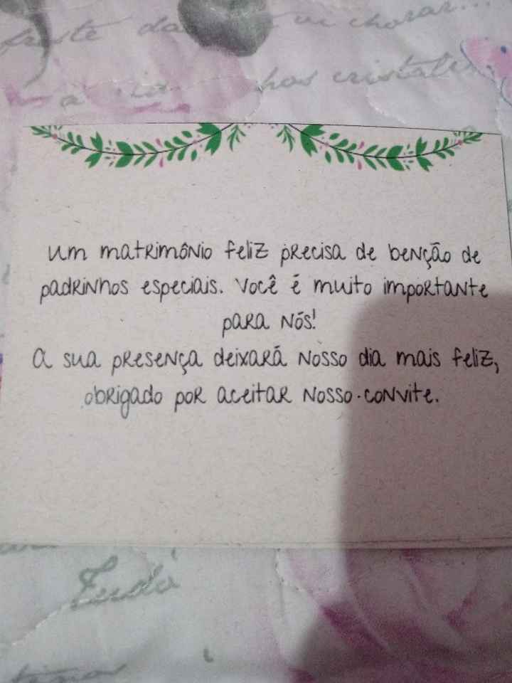 Convites Madrinhas e Padrinhos (cartões) - 2