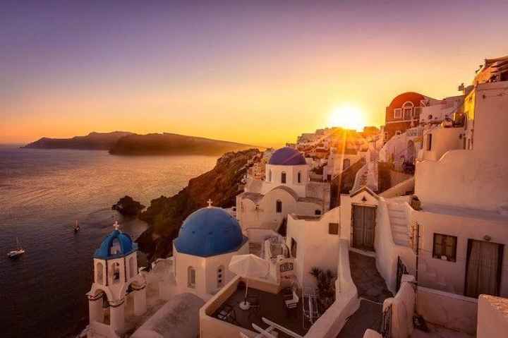 pôr-do-sol em Santorini