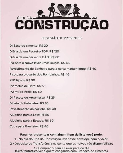 Chá de construção - 1