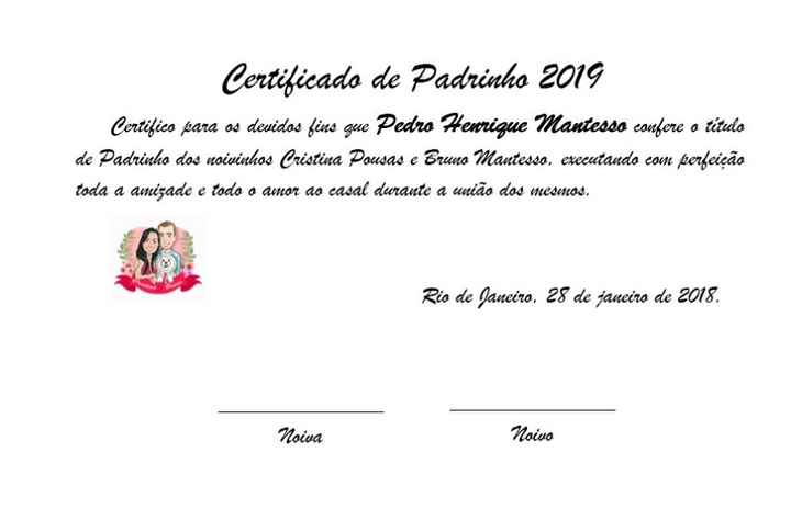 Certificado para padrinho