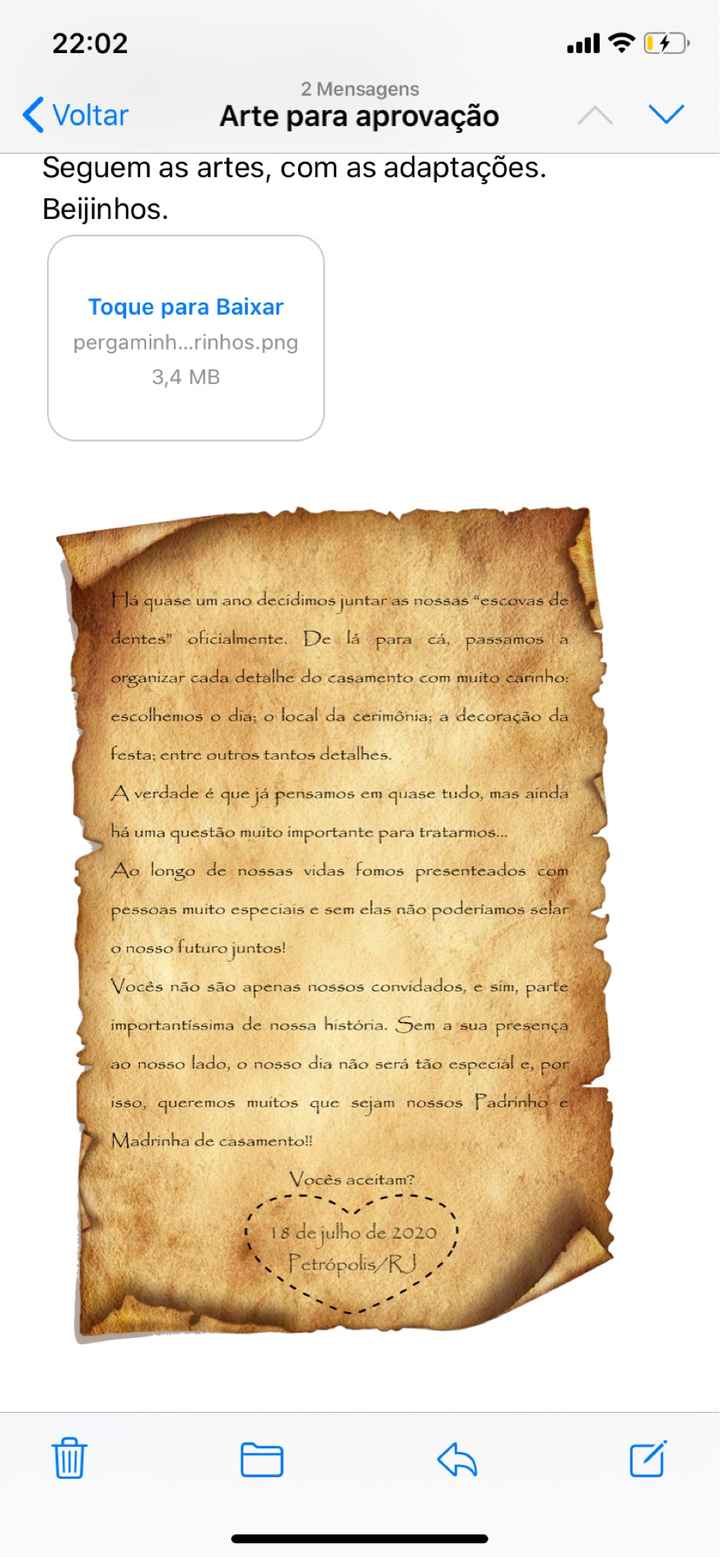 Texto para Convite de Padrinhos e Madrinhas - 1