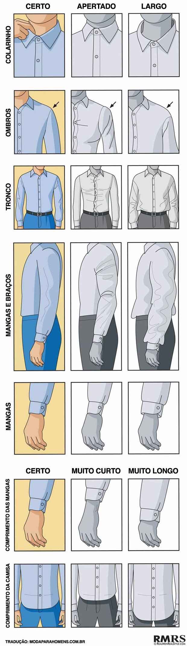 Como a camisa deve ficar no seu corpo: