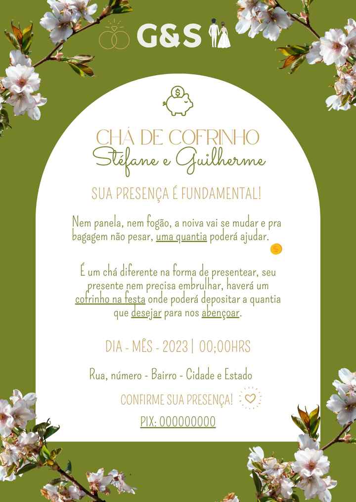 Convite Chá de Cofrinho - 1