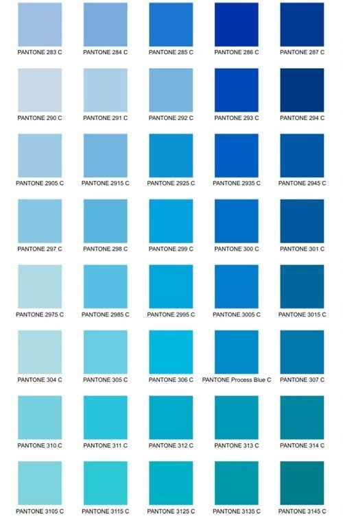 Tabela de tons azul