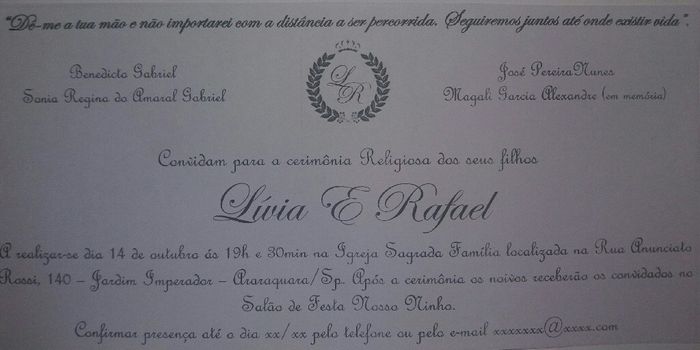 Dizeres do convite - 2