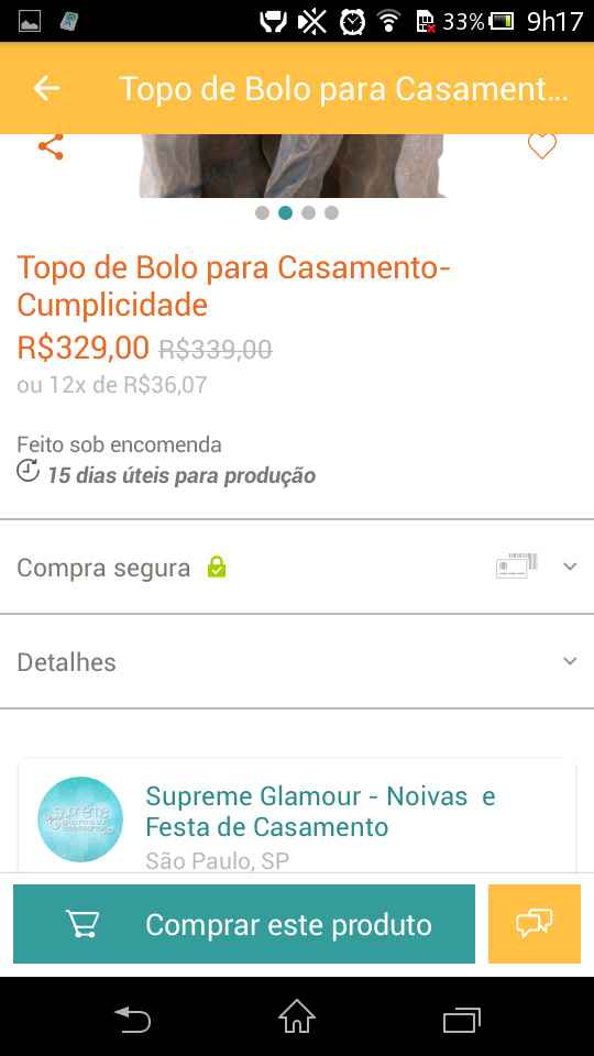Nome da loja e valor