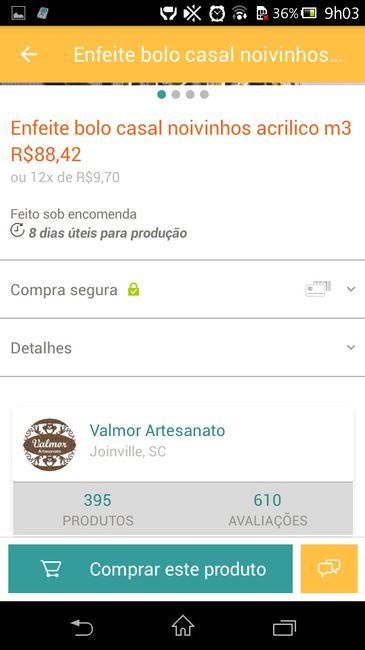 Nome da loja e valor