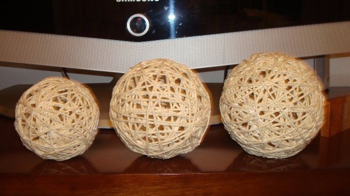 Decoração com bolas de barbante