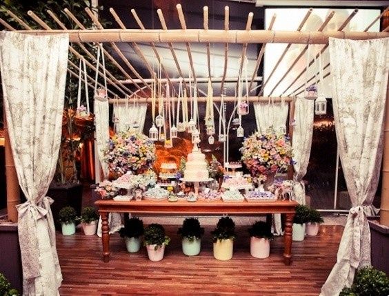 Mesa do bolo com pergolado...#inspirações 4